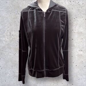 SNO SKINS Velvet Velour Full Zip Hoodie Jacket Women’s Large Black